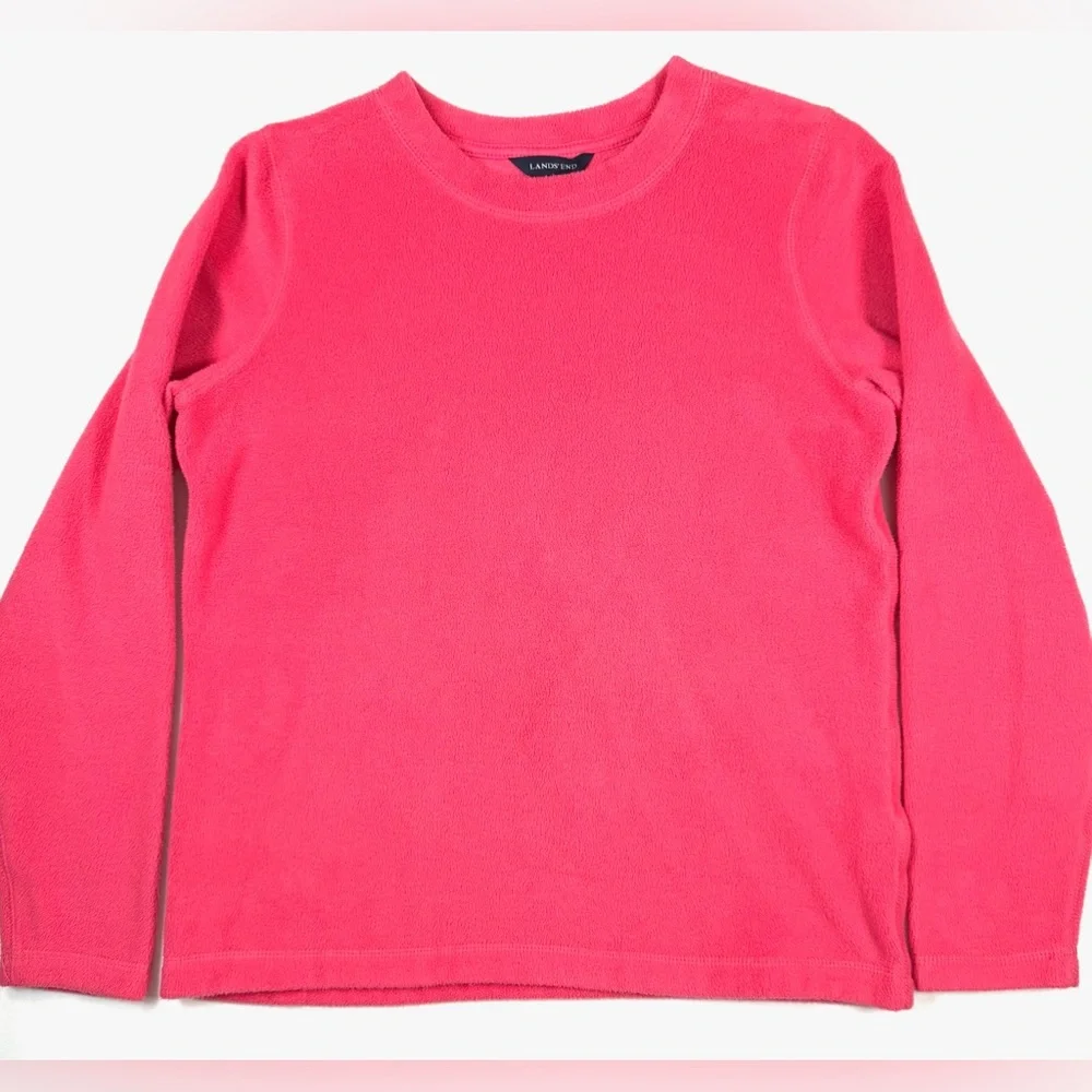 LANDS’ END Girls Fleece Pullover Top S Cozy Winter Warm Pink‎ Softwear Comfy